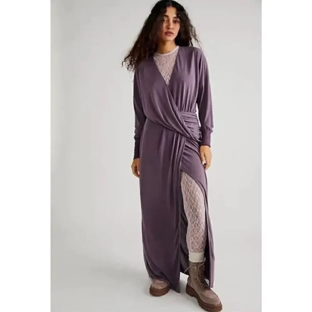 Free People - Riley Cupra Wrap Maxi Dress Long Sleeve Size M
